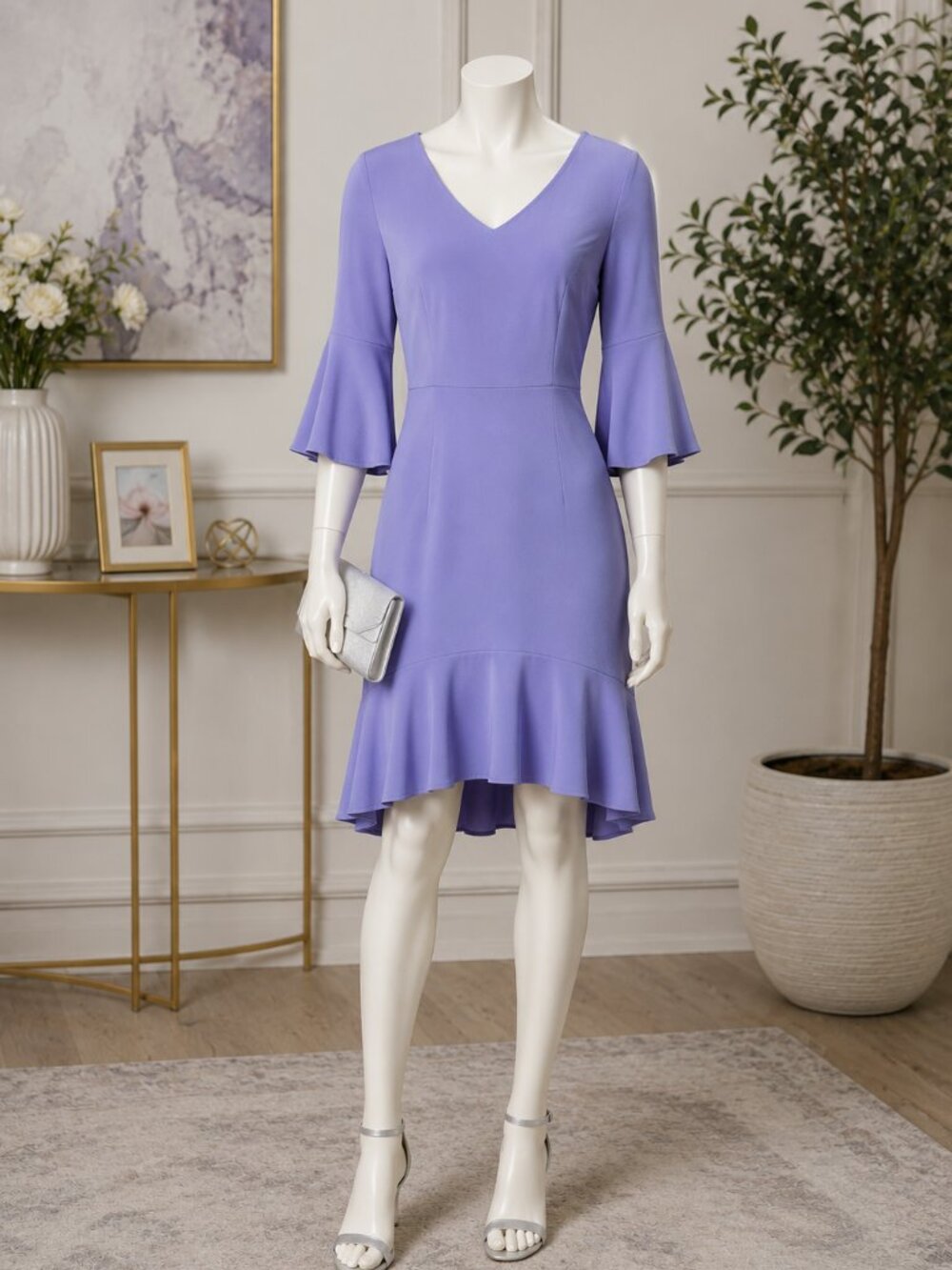 New York & Company Lavender 3/4 Sleeve Dress | Size L | NWOT
